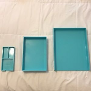 Poppin Turquoise Desk Organizer 3pc Set
